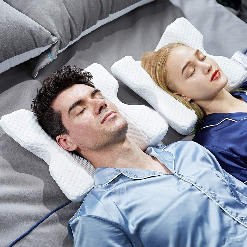 MINGZE Oreiller multifonctionnel en mousse à mémoire de forme, oreiller cervical en forme de U, oreiller de sommeil à rebond lent, oreiller à pression de rebond, oreiller en soie glacée pour la protection des mains et du cou, oreillers orthopédiques cervicaux Naty Shop