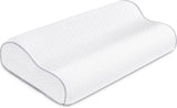 BDTFO Oreiller orthopédique en mousse à mémoire de forme pour douleurs cervicales, soutien du cou pour dos, ventre, dormeur latéral avec housse lavable et respirante avec fermeture éclair, oreillers orthopédiques cervicaux Naty Shop Wave Blanc