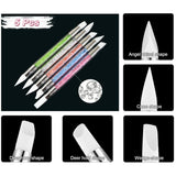 Qufiiry 5 pièces pinces à ongles en silicone, pinces à ongles en gel, ensemble de pinces à modeler en silicone, double coup de pinceau bricolage atelier de manucure