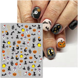 JMEOWIO Autocollant pour ongles Halloween 8 feuilles pour nail art