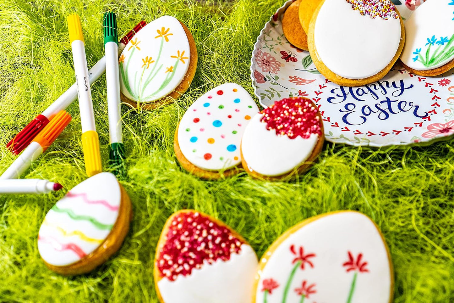 RUF Lot de 8 stylos colorants alimentaires sans danger pour peindre et écrire sur fondant et autres stylos à sucre avec 2 pointes chacun