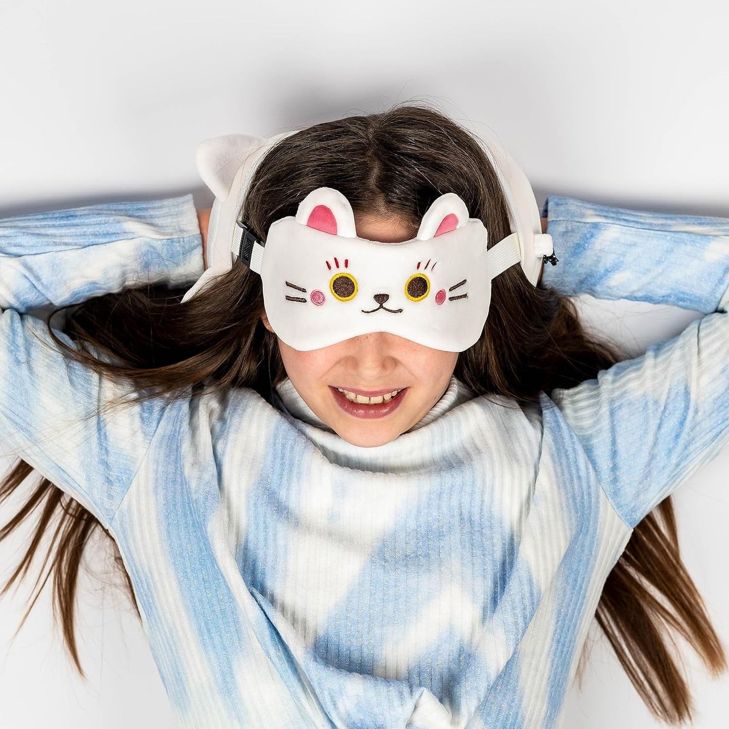 Oreiller de voyage avec masque Relaxeazzz - Porte-bonheur chat Maneki Neko Oreillers de voyage Naty Shop