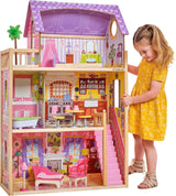 KidKraft Kayla Maison de poupée en bois avec meubles et accessoires, ensemble de jeu à 3 niveaux pour poupée de 30 cm, jouet pour 3 ans et plus, 65092 - Exclusivement sur Amazon
