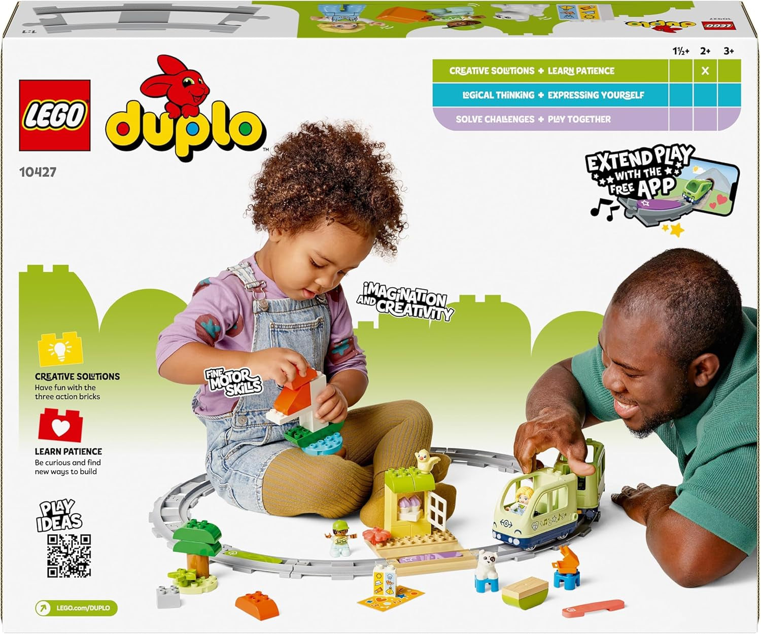 LEGO DUPLO Town Train d'aventure interactif, ensemble de jeu avec lumières et sons pour un jeu de rôle, permet aux enfants de 2 ans de construire des pistes, jouet éducatif préscolaire 10427 Ensembles de construction Besuche den LEGO-Store