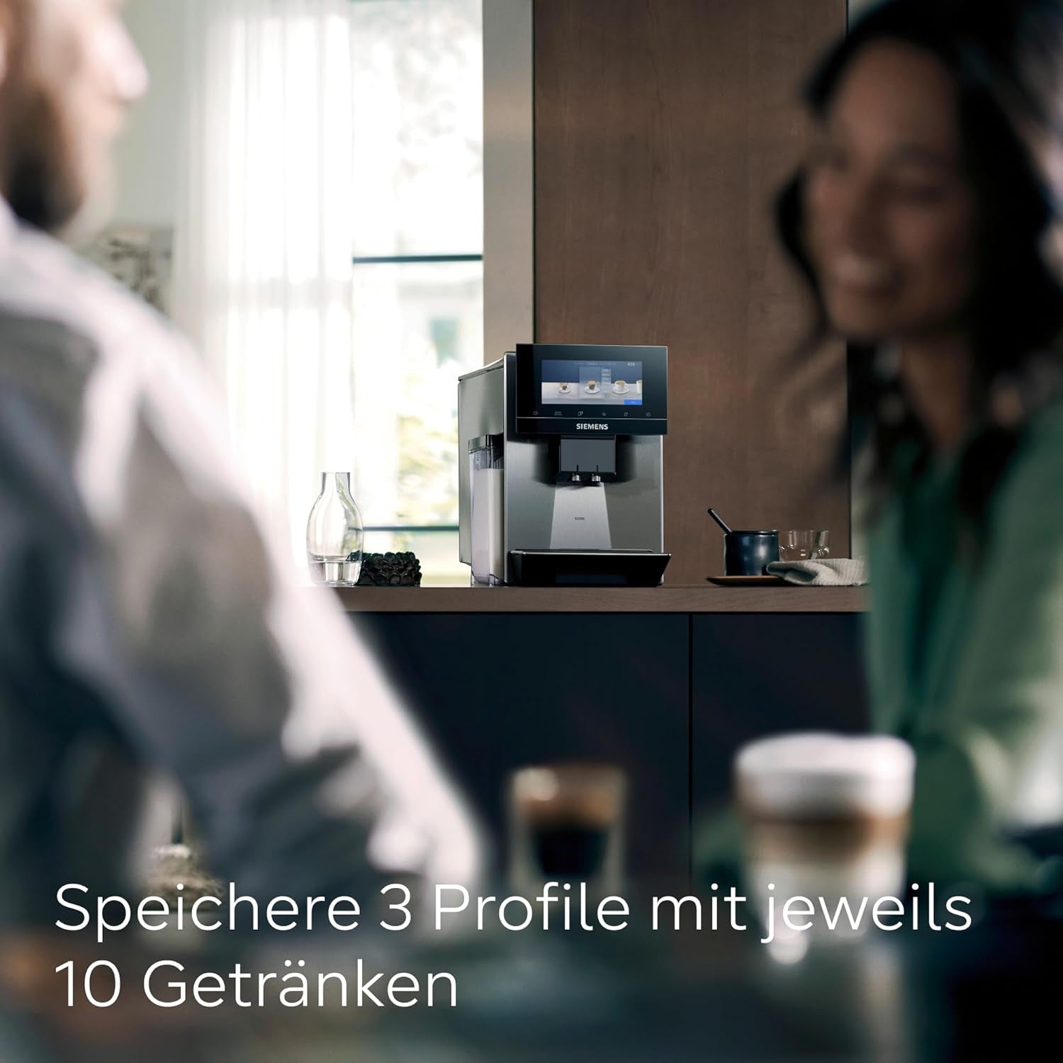 Siemens EQ900 TQ903D03 Machine à expresso automatique, contrôle par application, écran tactile intuitif, mode Barista, AromaBoost, réduction du bruit, broyeur Premium, nettoyage automatique à la vapeur, 1500 W, acier inoxydable
