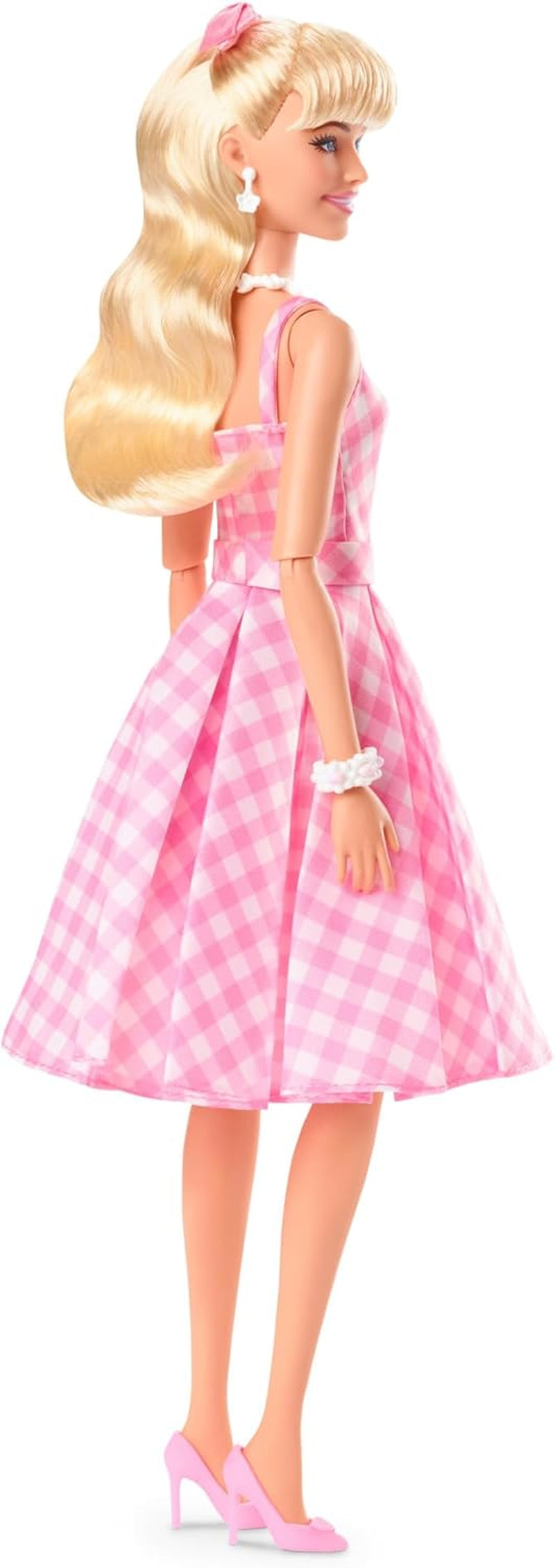 Poupée Barbie la poupée du film en robe rose et blanche et collier marguerite Margot Robbie jouet de collection pour 3 ans HPJ96