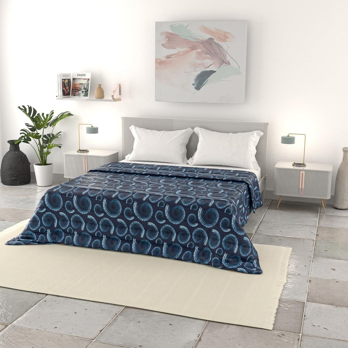 Linge de lit italien couette d'été basique, microfibre imprimée, 250X240Cm, cercle Quilts et couettes Naty Shop Vortex 250X240Cm