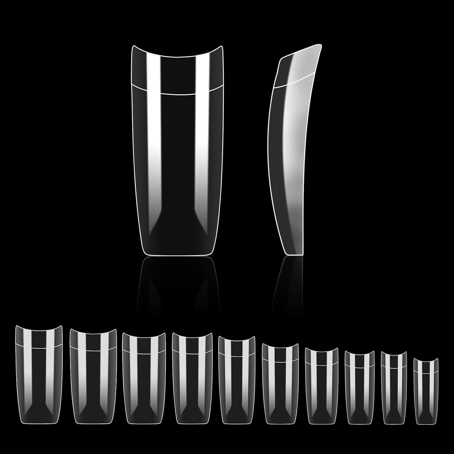Types d'ongles, 500 pièces de faux ongles artificiels en acrylique avec boîte de rangement pour salons de manucure et bricolage à domicile, 10 tailles