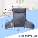 INFANZIA Oreiller de lecture ergonomique avec accoudoirs, dossier en mousse à mémoire de forme, gris, M