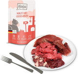 MjAMjAM - Nourriture humide de qualité supérieure pour chats - Pack mixte I - Poulet, bœuf, cœurs, paquet de 12 (12 x 125 g), sans céréales avec viande supplémentaire