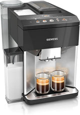 Machine à expresso entièrement automatique Siemens EQ500 TQ513D01, nombreuses spécialités de café, mousseur à lait, réservoir de lait intégré, nettoyage automatique à la vapeur, 1500 W, argent clair naturel/noir piano