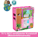 Barbie-Puppenhaus Spielset, Ferienhaus mit 4 Spielbereichen, Darunter Küche, Badezimmer, Schlafzimmer und Lounge, 11 Deko-Zubehörteile, HRJ76