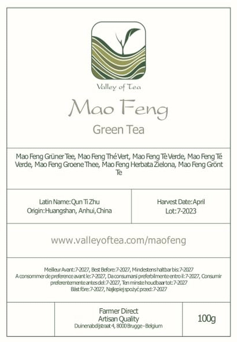 Thé vert Mao Feng Huangshan - Célèbre thé chinois de Huang Shang - Feuilles de thé vert des montagnes jaunes Maofeng Chine Thé Mao Feng Thé vert biologique Thé vert chinois Thé vert