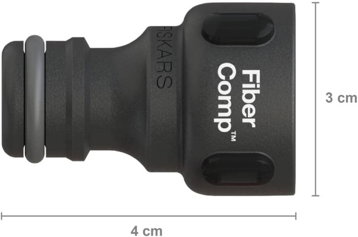 Connecteur de robinet Fiskars, pour robinets, Ø 21 mm (G 1/2"), FiberComp, taille universelle, 10 g, noir/orange, 1027053