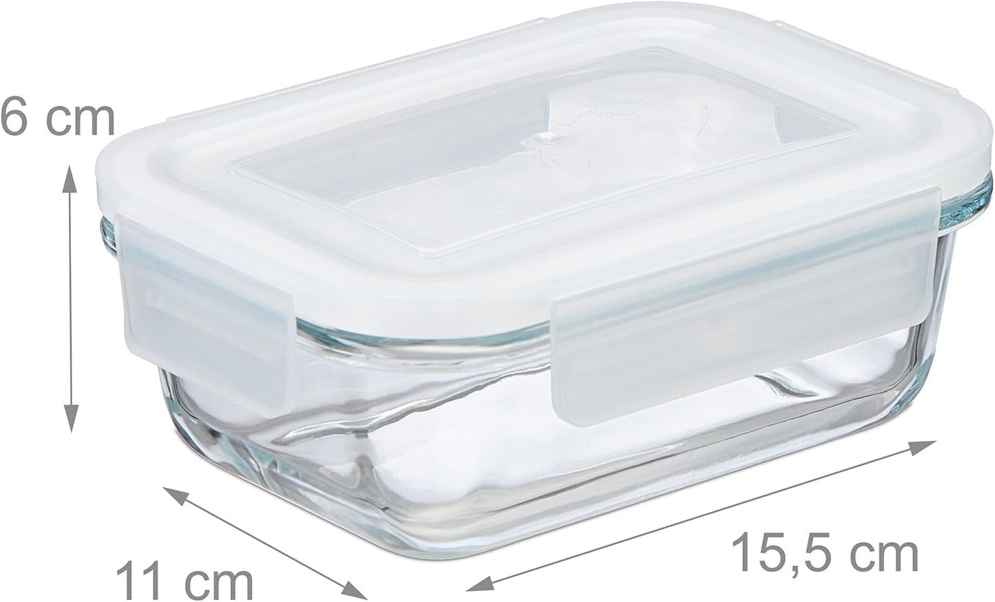 Relaxdays Lot de 6 boîtes de conservation en verre avec couvercle, 370 ml, boîtes de conservation alimentaire, couvercle en plastique, hermétique, bocal en verre, boîtes de conservation transparentes Naty Shop
