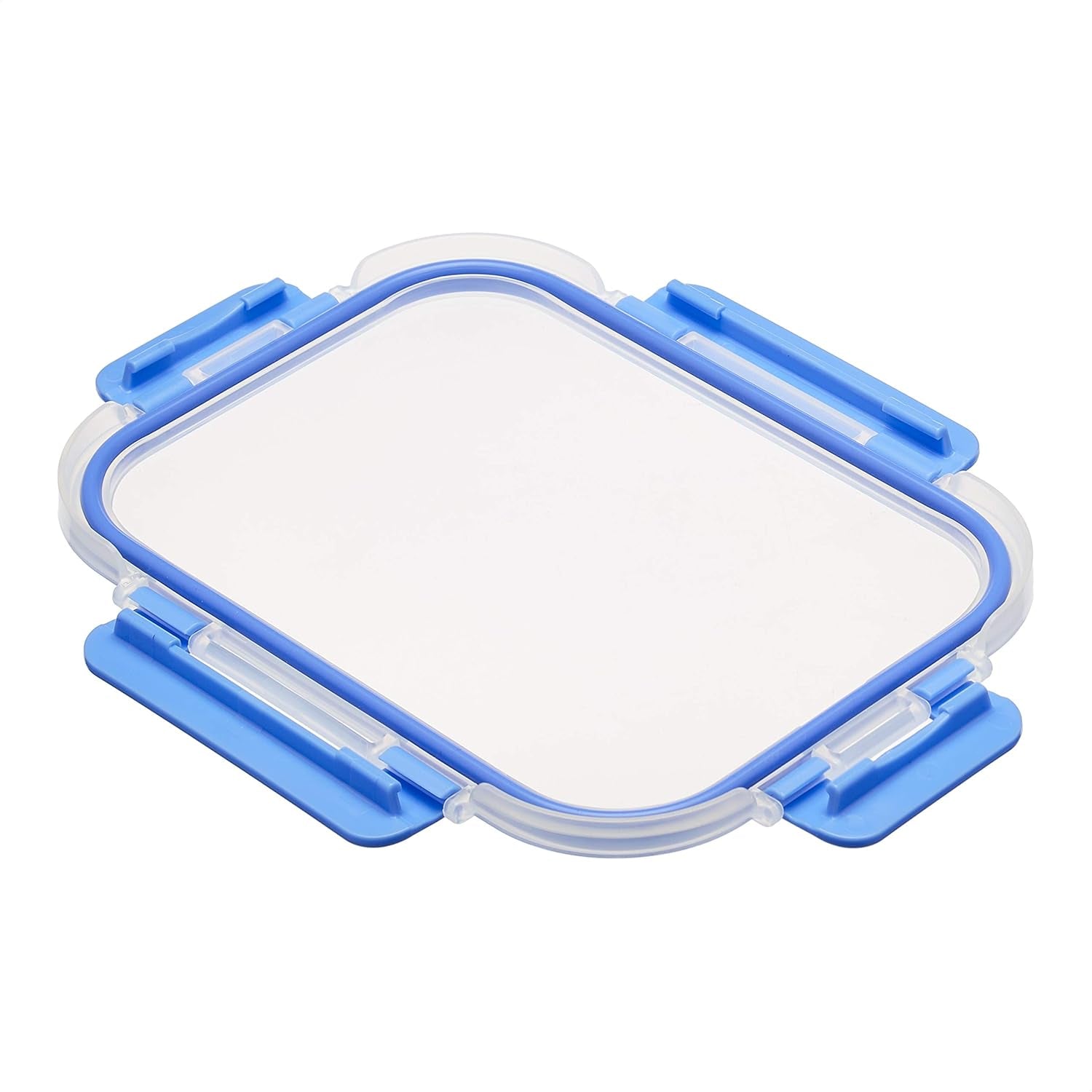 Amazon Basics Boîtes alimentaires avec couvercles en verre hermétiques, ensemble de 14 pièces, 7 récipients et 7 couvercles, sans BPA, transparent avec ruban en silicone bleu Naty Shop