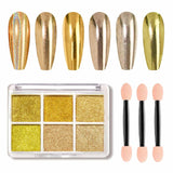 GZMAYUEN Chrome Pulver pour ongles 6 couleurs miroir Chrome poudre à ongles Pigment poudre Nail Art