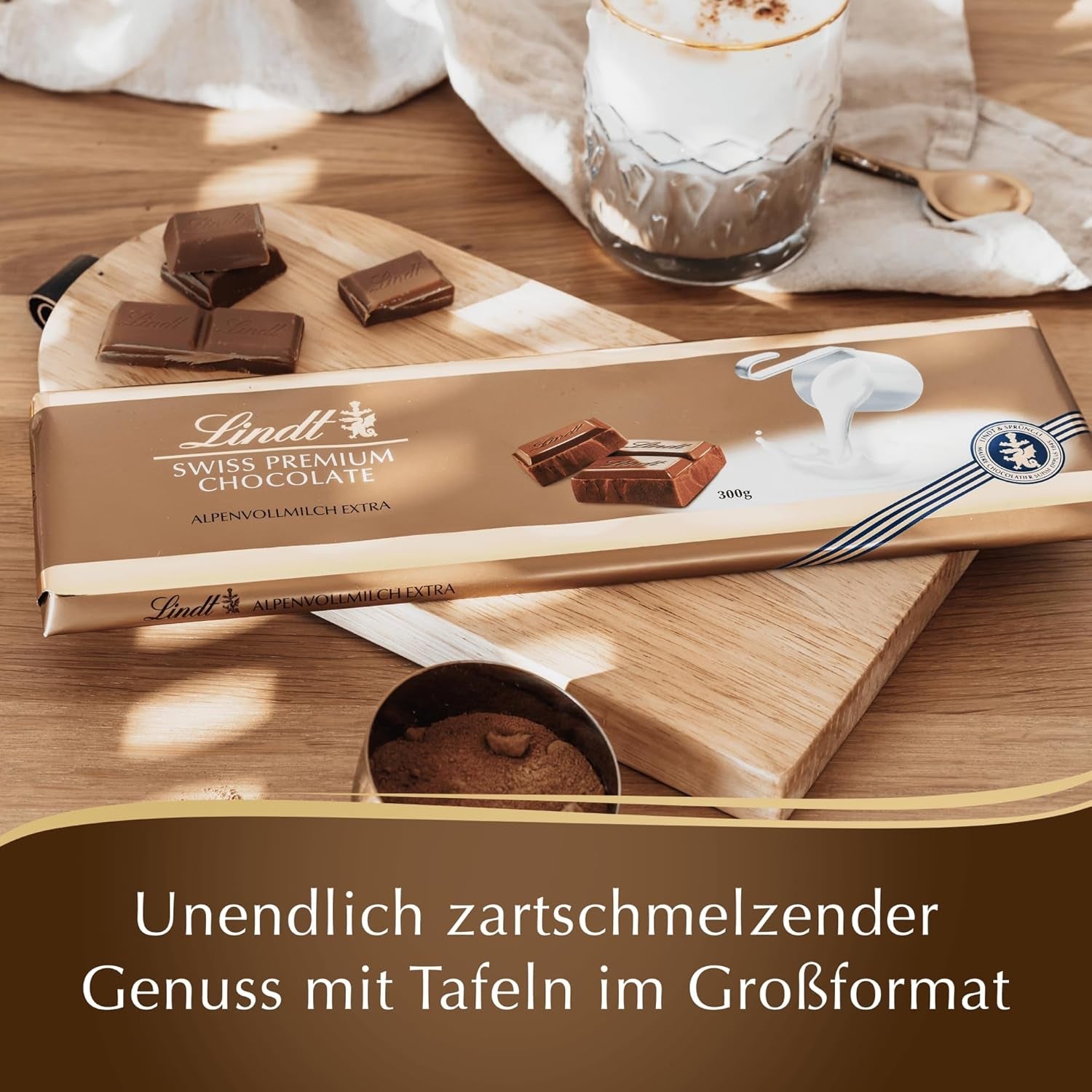 Chocolat Lindt | Chocolat au lait et aux noix | 300g | Le meilleur chocolat au lait aux noix entières | Barre de chocolat