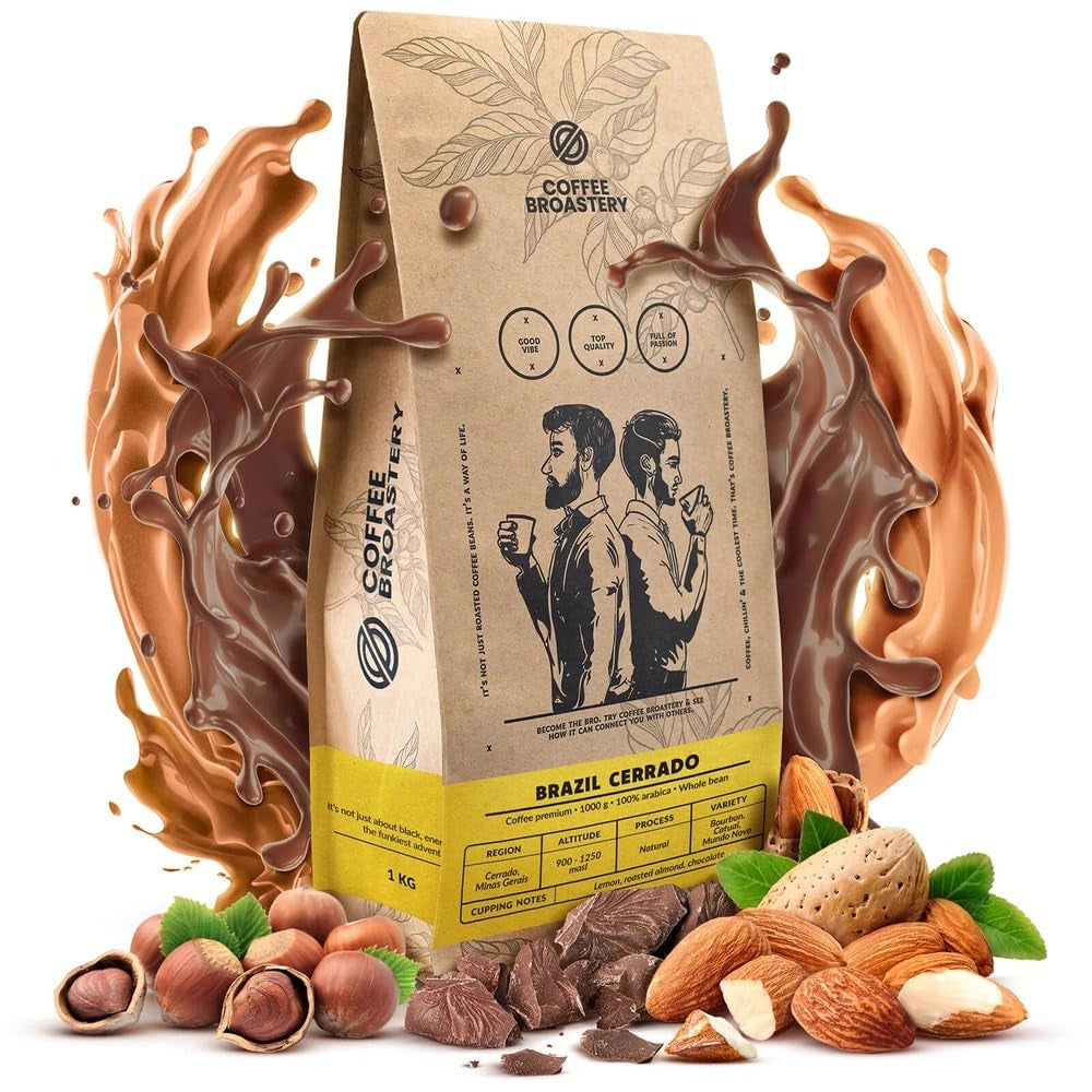 Lot de café en grains 2x1kg 2000g | Brésil Mogiana | Brésil Cerrado | Brésil | Café spécial | Fraîchement frit