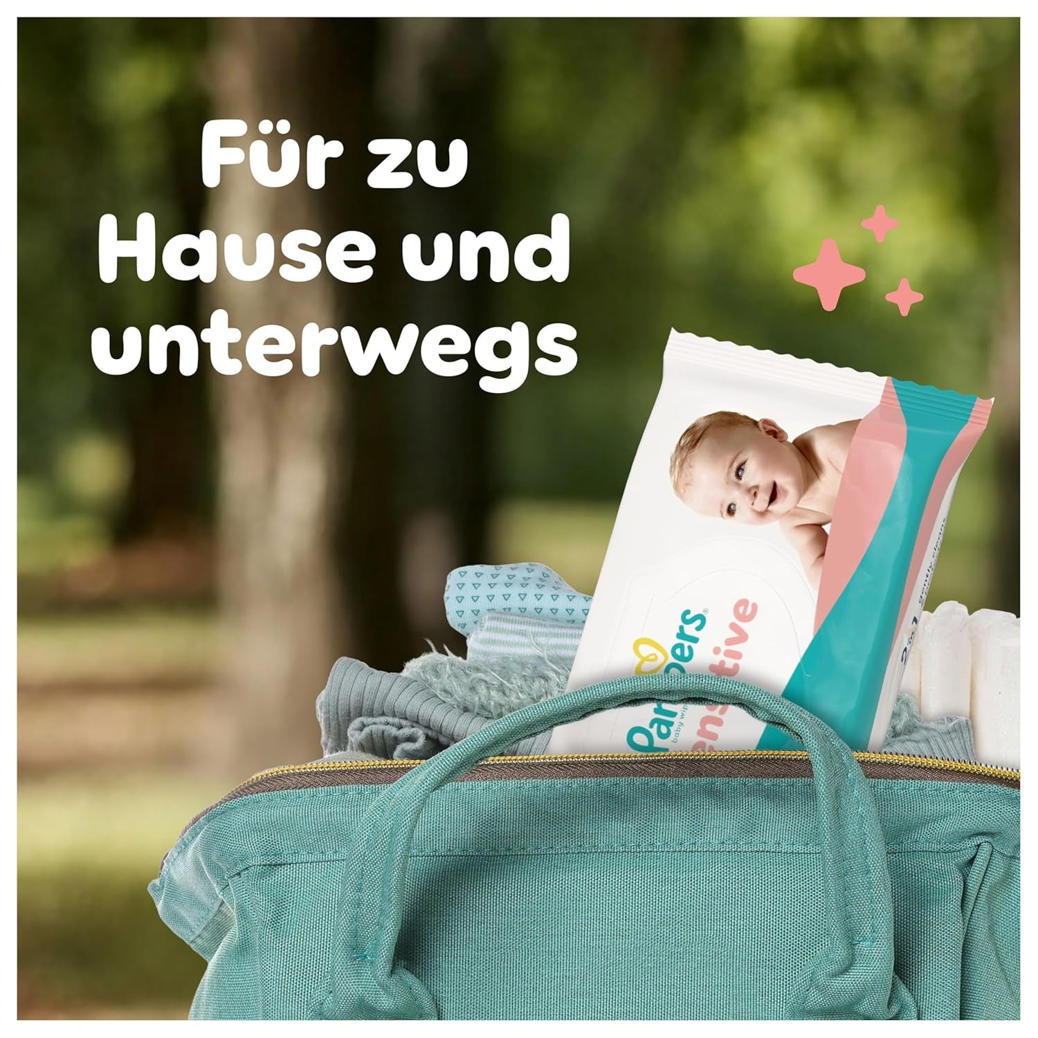 Lingettes humides Pampers Sensitive, 6 paquets de 80 lingettes = 480 lingettes, non parfumées, pour un nettoyage doux et doux