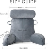Oreiller de lecture XL pour lit et canapé avec tour de cou amovible, oreiller de dos idéal pour adultes avec mousse à mémoire de forme pour lire, travailler, jouer, regarder la télévision, se détendre (gris)