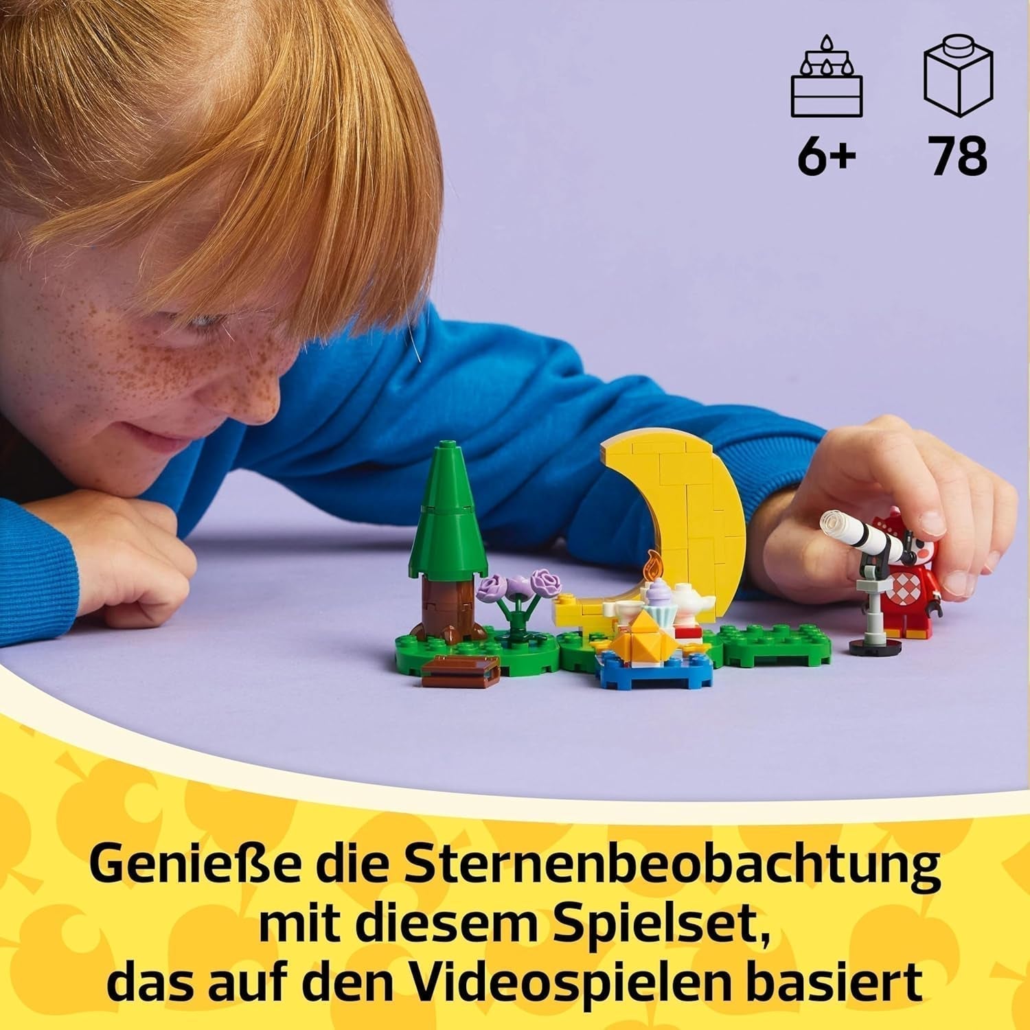 LEGO Animal Crossing Stargazing with Euphemia, ensemble de construction pour enfants, jeu de rôle imaginatif, jouet pour filles et garçons de 6 ans, jouet figurine animal 77053 Ensembles de construction Besuche den LEGO-Store