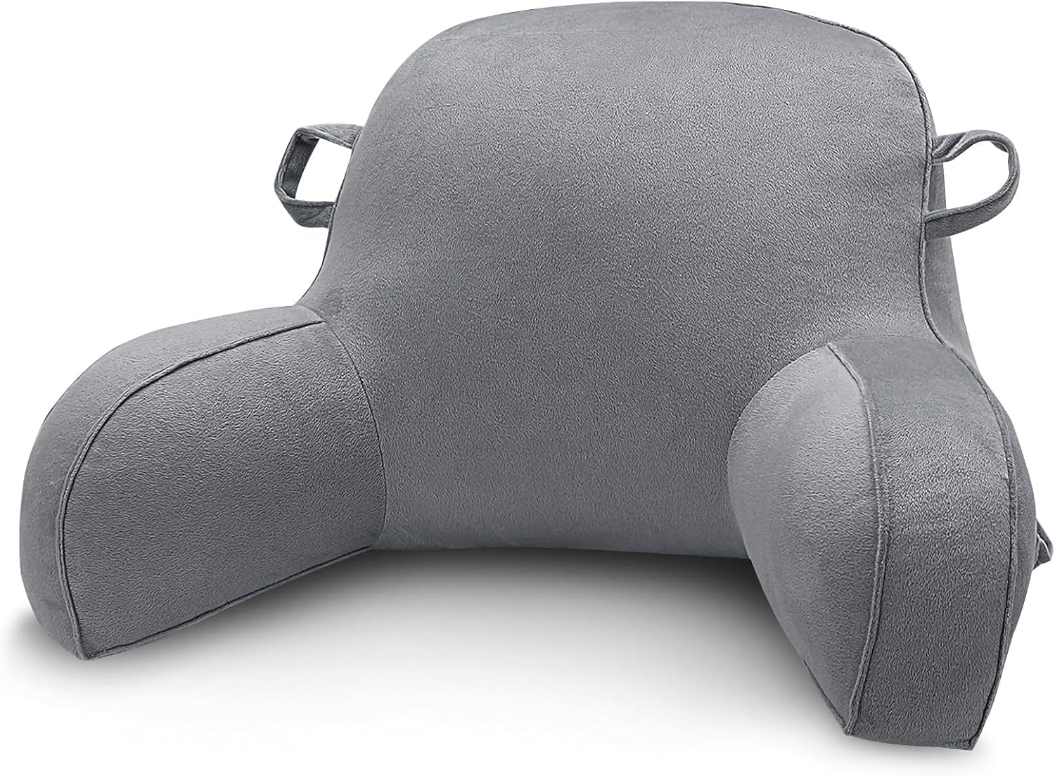 Oreiller de lecture, oreiller de repos au lit pour adultes et enfants, oreiller de dos en velours confortable avec accoudoirs, poches et poignée pour s'asseoir dans le lit, oreiller de dos pour lire, étudier et regarder la télévision