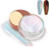 White Pearl Chrome Nagel Pulver, Irisierendes Aurora Pulver Metallic Spiegel Effect Glitter Pulver Pearlescent Eis Transparent Meerjungfrau Pigment Perle Glitter Staub pour Nail Art Décoration