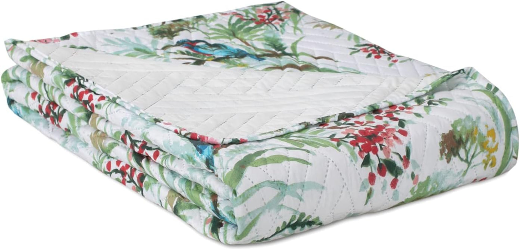 Ameliahome Couvre-lit Couvre-lit 260X280 Cm Double Face Facile d'entretien Quilting Motif Plante Motif Oiseau Multicolore Kingfisher Lits et Couvertures Besuche den AmeliaHome-Store