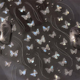 2 Blätter Schmetterling Nagelsticker Selbstklebend,Muschel Glitzer Nail Art Butterfly Nail Sticker Lila Grau Schmetterlinge Nagelaufkleber Relief Laser Papillons Nagel Sticker Nageldesign Zubehör