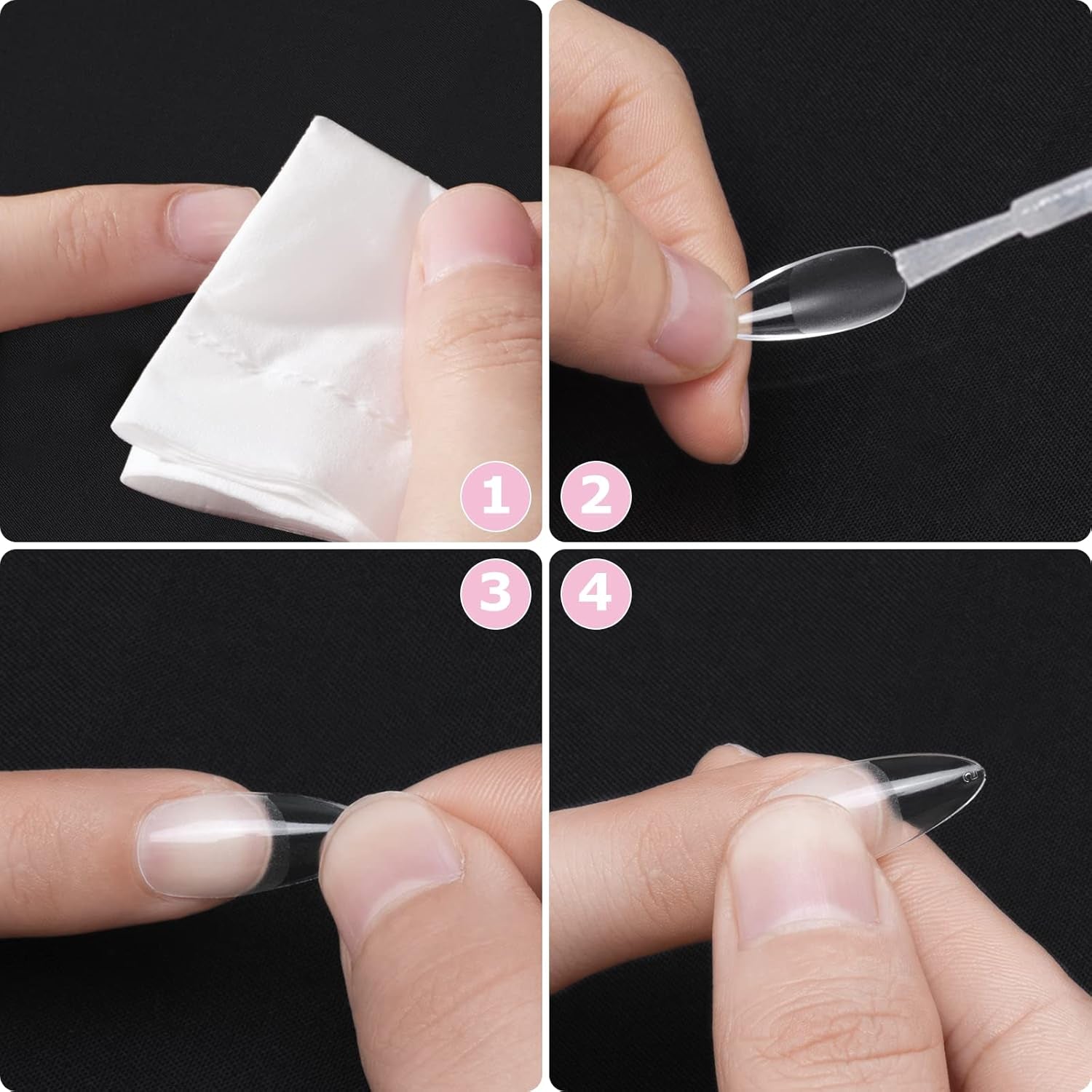 Types d'ongles, 500 pièces de faux ongles artificiels en acrylique avec boîte de rangement pour salons de manucure et bricolage à domicile, 10 tailles