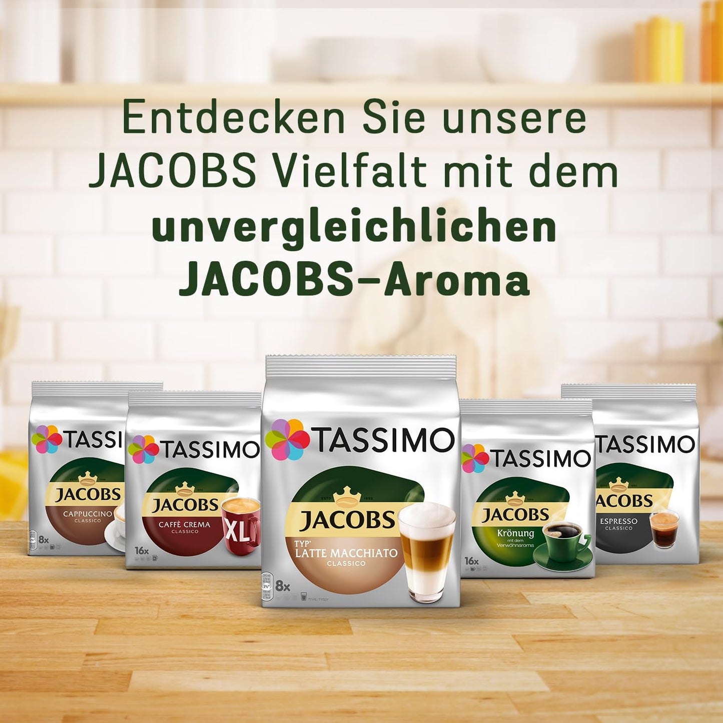 Tassimo Kapseln Jacobs Caffè Crema Classico XL, 5 x 16 tampons, 80 Kaffeekapseln