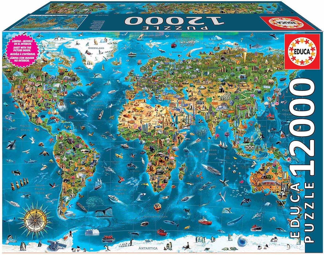 Educa - Merveille du monde, puzzle 12000 pièces pour adultes et enfants à partir de 14 ans, carte du monde (19057) Puzzle Naty Shop Titre par défaut