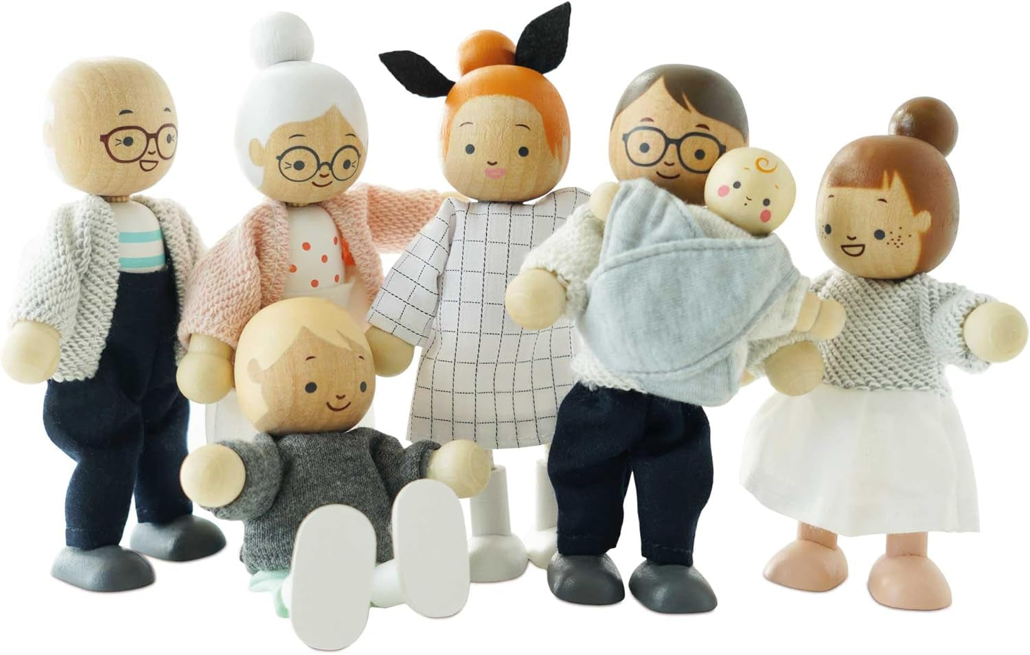 - Ma famille avec 4 chiots – Holz, Stoff – P053