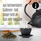 Service à thé Lumaland 8 pièces | Théière en fonte Tetsubin de 1,4 litre | Chauffage en fonte | 2 tasses à thé et 2 soucoupes | Service à thé japonais comprenant une cuillère doseuse en bambou et un infuseur en acier inoxydable