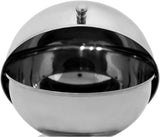 Relaxdays SWEETY Sucrier Inox 14 x 13 x 13 cm (H x L x P) Boule à Sucre avec Couvercle Roulant Boite à Bonbons Ronde Argenté