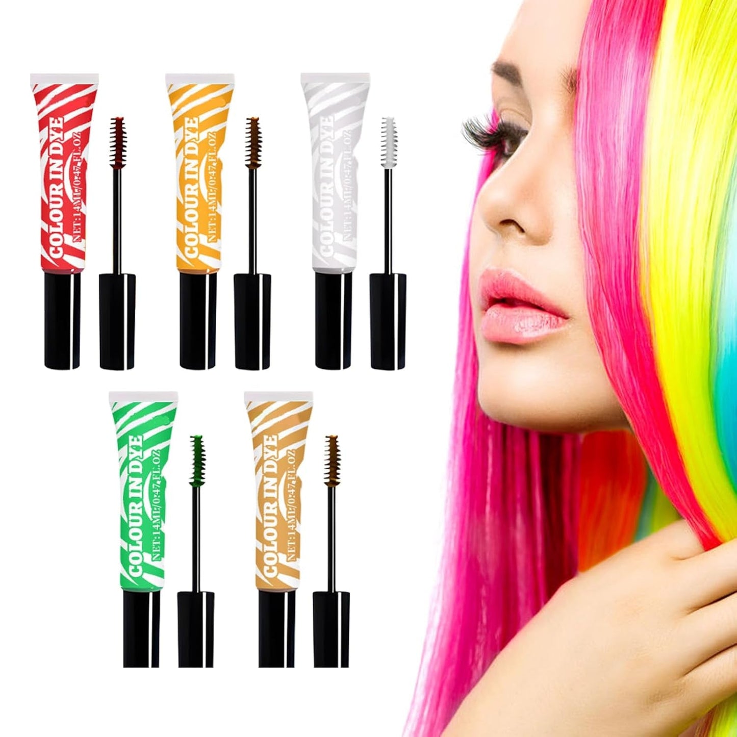 Teinture capillaire temporaire pour enfants, 5 couleurs, Mascara lavable, craie pour Salon de coiffure, boutique Naty, titre par défaut