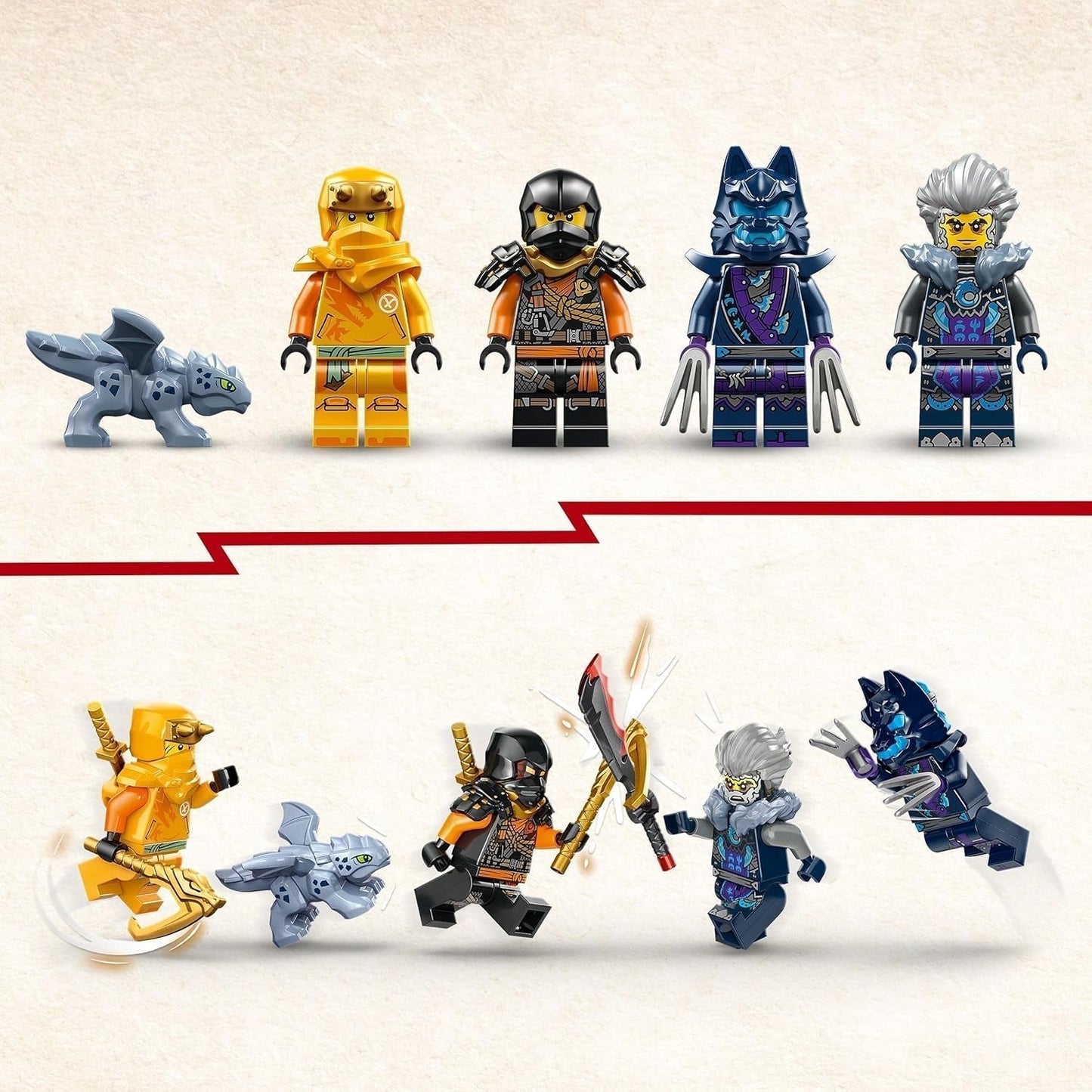 LEGO NINJAGO Le buggy tout-terrain Ninja d'Arin, jouet ninja avec voiture, dragon et 4 mini figurines, modèle de buggy aventure pour enfants, cadeau d'anniversaire pour garçons et filles de 7 ans 71811 Jeux de construction Beuche den LEGO-Store