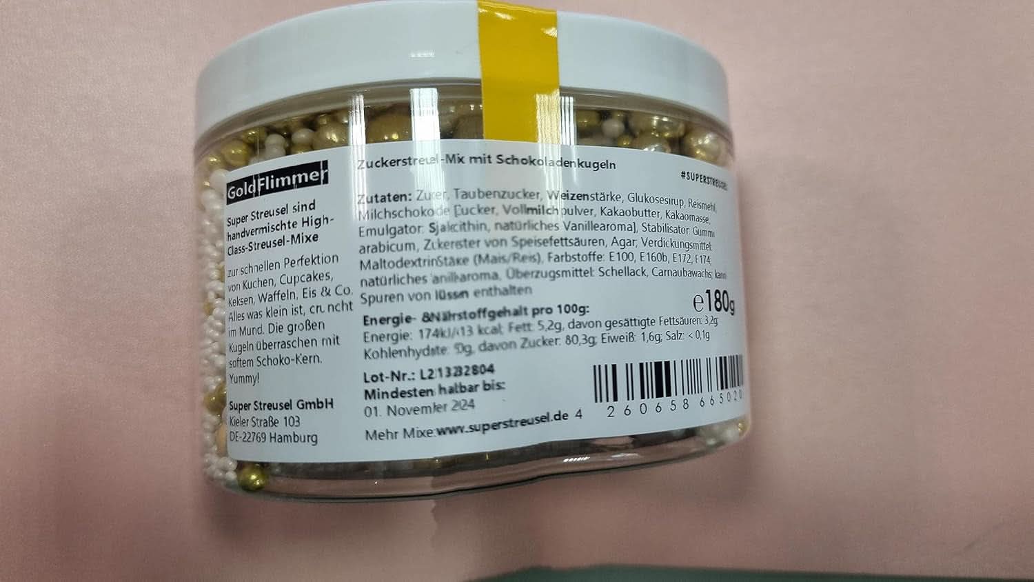 Super Streusel Gold Glimmer, Sprinkles sur le thème de Noël, 180 grammes Sprinkles Naty Shop