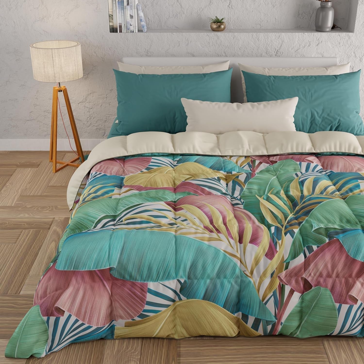 PETTI Artigiani Italiani - Couette d'hiver, Couette d'hiver, Couette simple, Double face, Impression monochrome et numérique, microfibre 100% hypoallergénique, Fabriqué en Italie