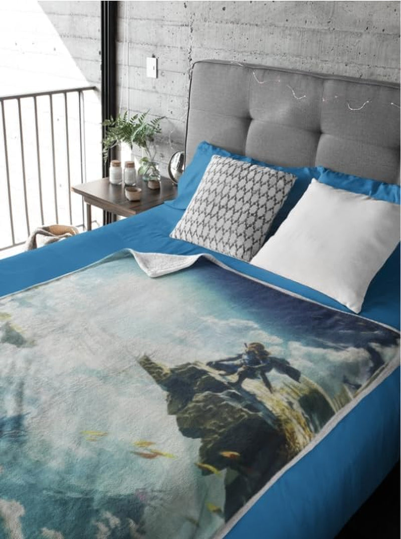 Couverture Sherpa Zelda - Sky Totk - 100 x 150 cm - Produit sous licence officielle, vert, lits et couvertures jumeaux HÃ"MADICT