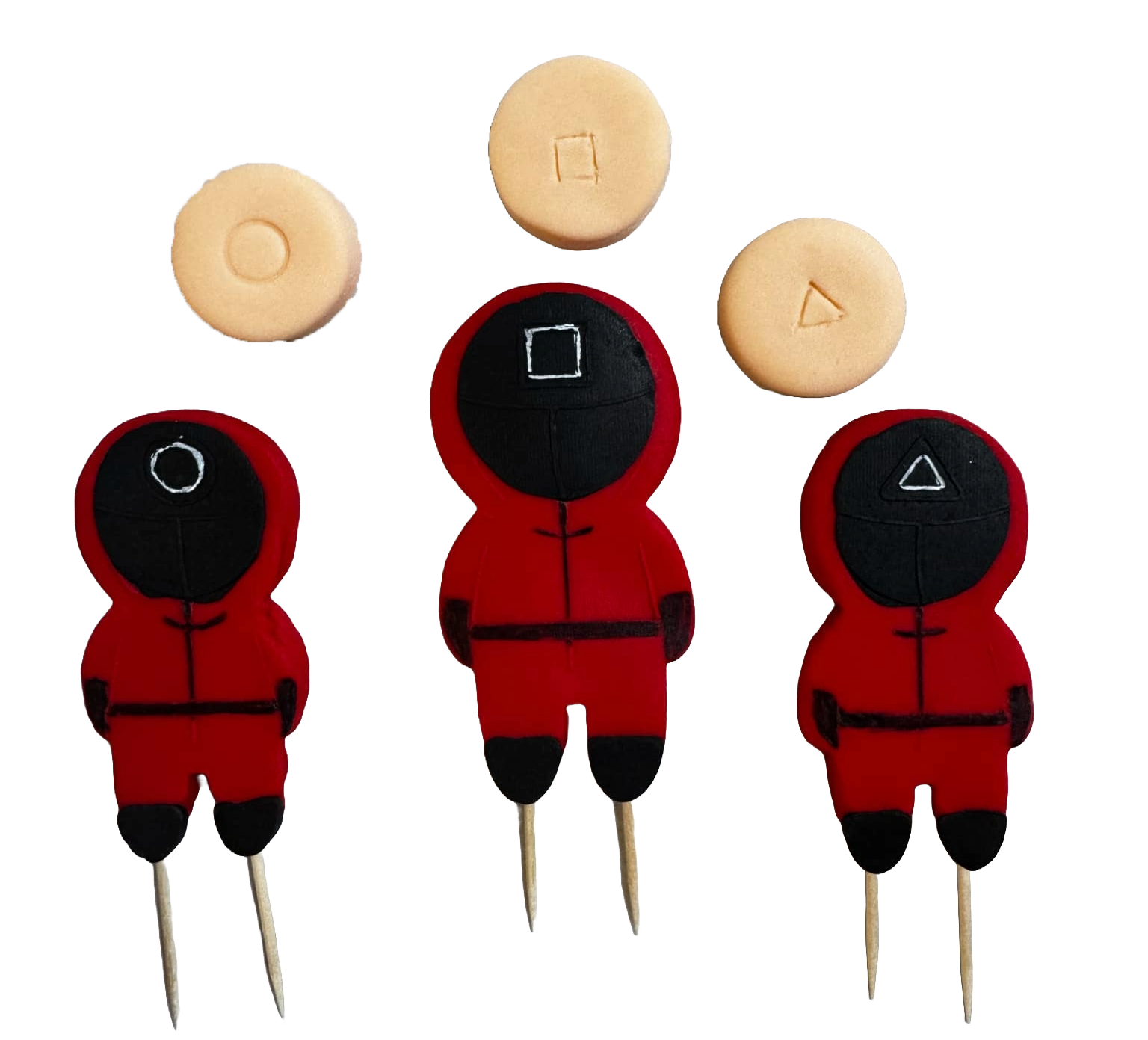Lot de 6 décors comestibles en pâte à sucre, Squid Game Décorations en pâte à sucre Nati Shop