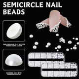 12 Größen Nail Art Perlen, Flache Perlen, Nail Art Accessoires, Halbkreis Nagelperlen, Weiße Nail Charms Und Glitzersteine ​​​​Nägel Für Nail Art Design, DIY Basteln, Alltag, Hochzeit (2 boîtes)