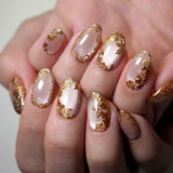 Moonglow Faux Ongles Magnétiques Courts, Rose Amande Rouge Dégradé Paillettes Oeil de Chat avec Colle, Rose Rouge Ombre Paillettes Photothérapie Ongles Artificiels pour Femmes et Filles