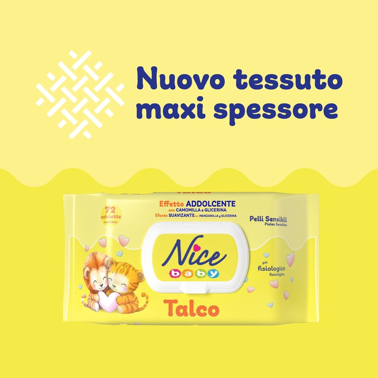 NICE Baby Lingettes Humides 72pcs Avec Couvercle Parfum Talc Matériaux Naturels Nettoyage Doux Bébé 1pc
