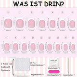 Ongles français autocollants rose clair – 32 pièces à coller sur ongles français – Faux ongles carrés courts – Colle respirante sur ongles artificiels – Faux ongles à couverture complète pour femme (rose clair)