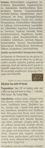 Droste-Laux Thé de base aux 49 herbes, 25 pièces (tisane, sachets filtrants, thé à jeun ou diététique) 120501