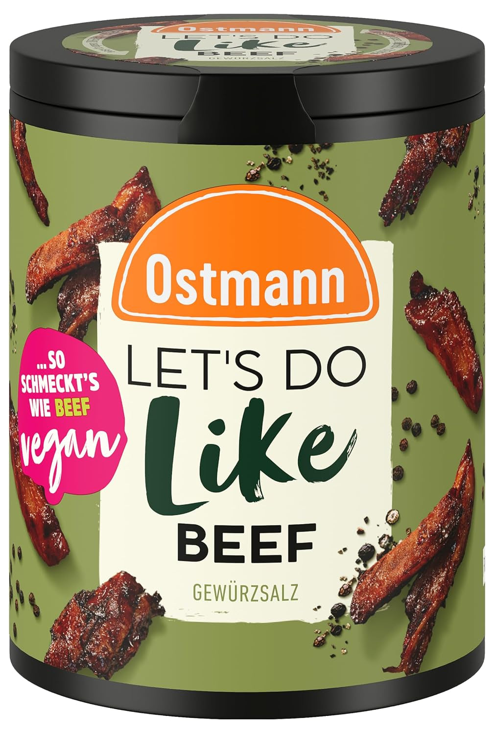 Ostmann Gewürze - Faisons comme le bœuf | Rindfleisch-Geschmack pour ungewürzte Fleischersatzprodukte | Gewürzsalz pour seitan, tofu et légumes végétariens et végétaliens | 90 g dans une barre de recyclage Metalldose