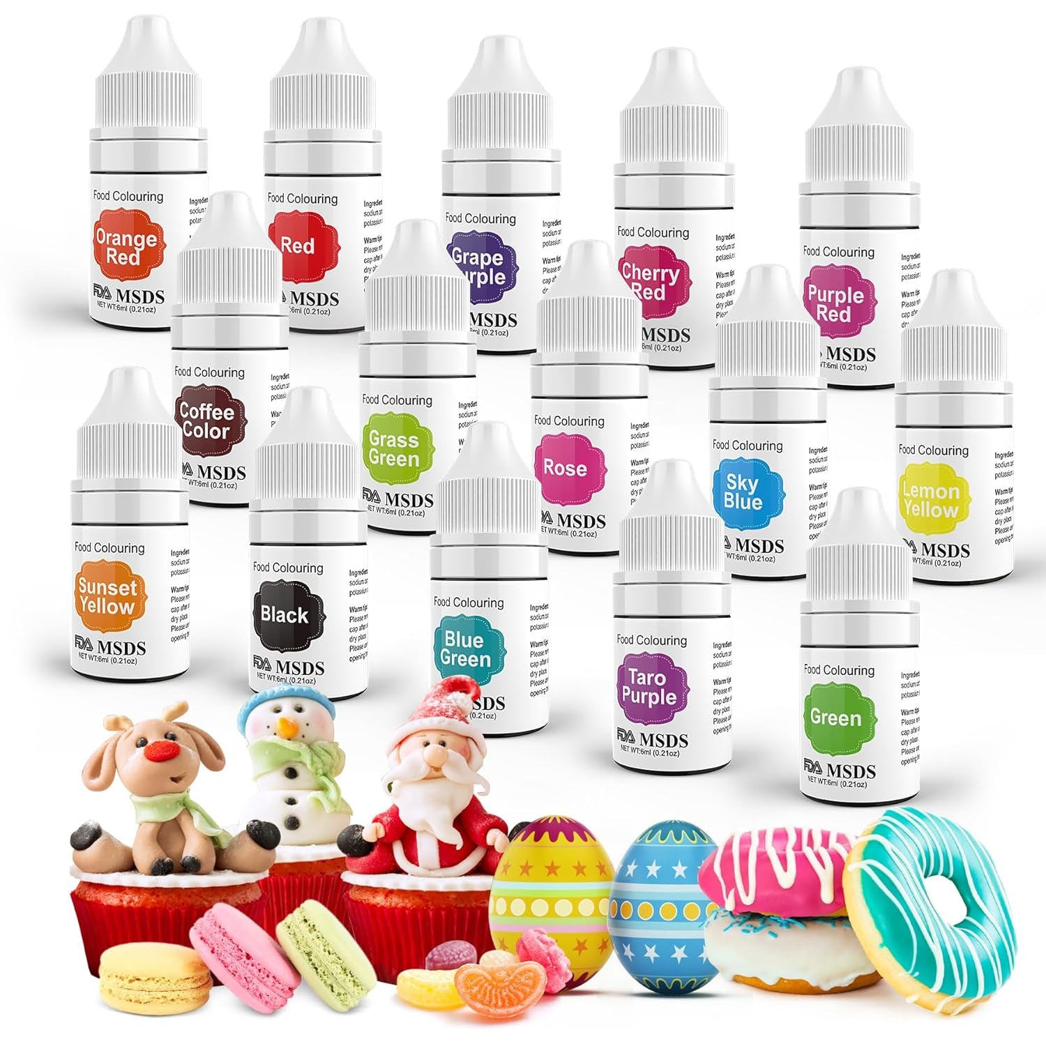 Colorant alimentaire 9 x 10 ml, colorant alimentaire liquide – ensemble de colorants alimentaires pour décorer des gâteaux, macarons, beignets, fudge, glaçage, savons DIY, crème glacée, colorant pour savon, colorant pour pistolet pulvérisateur