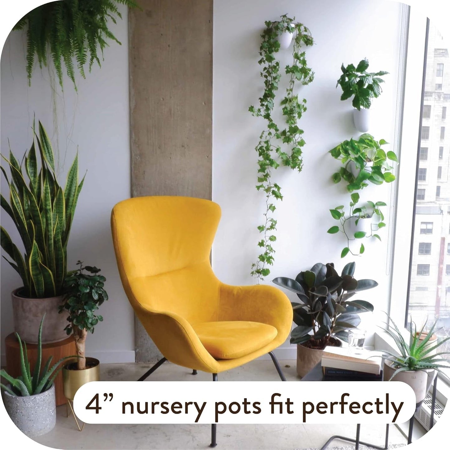 Virgo Lot de 6 pots muraux à arrosage automatique – Faciles à arroser et à installer – Légers – Créez votre propre jardin vertical – Pots muraux pour plantes d'intérieur